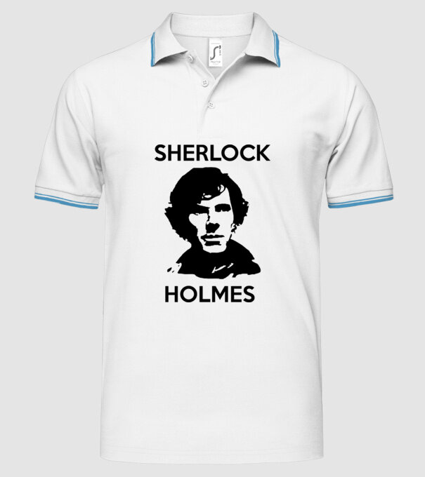 Sherlock model alb pe tricou