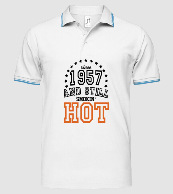 'Since and still smokin'' hot - 1957' model alb pe tricou