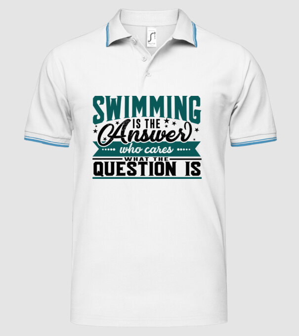 Sport is the answer ÎNOTĂTOR model alb pe tricou