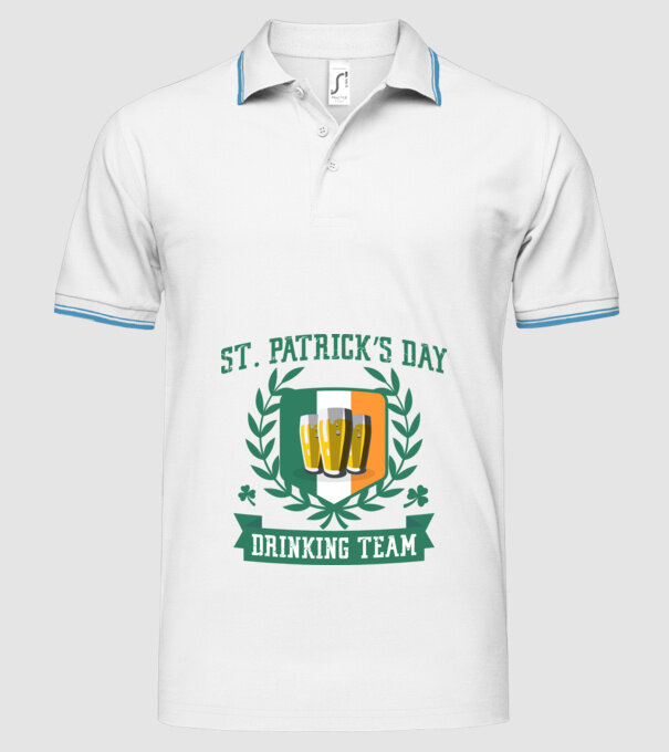 St Patrick Drinking team model alb pe tricou