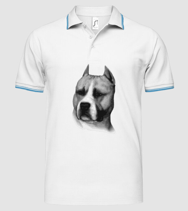 Staffordshire Terrier model alb pe tricou