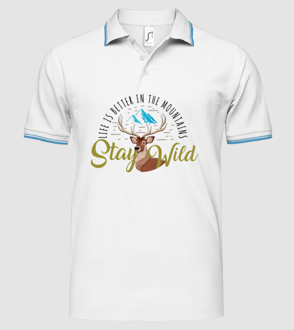 Stay wild Cerb model alb pe tricou