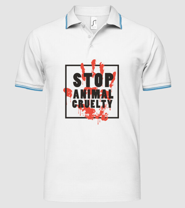Stop animal cruelty model alb pe tricou