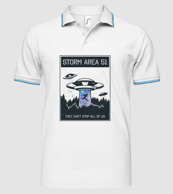 'Storm area 51 - They can''t stop all of us dark' model alb pe tricou