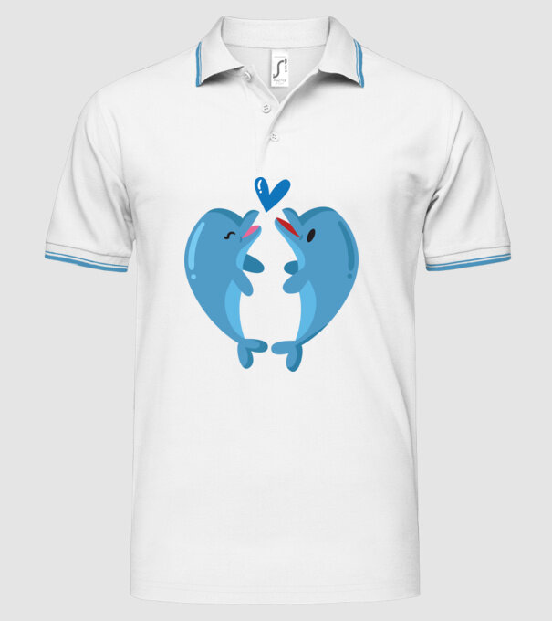 DELFINI ÎNDRĂGOSTIȚI model alb pe tricou