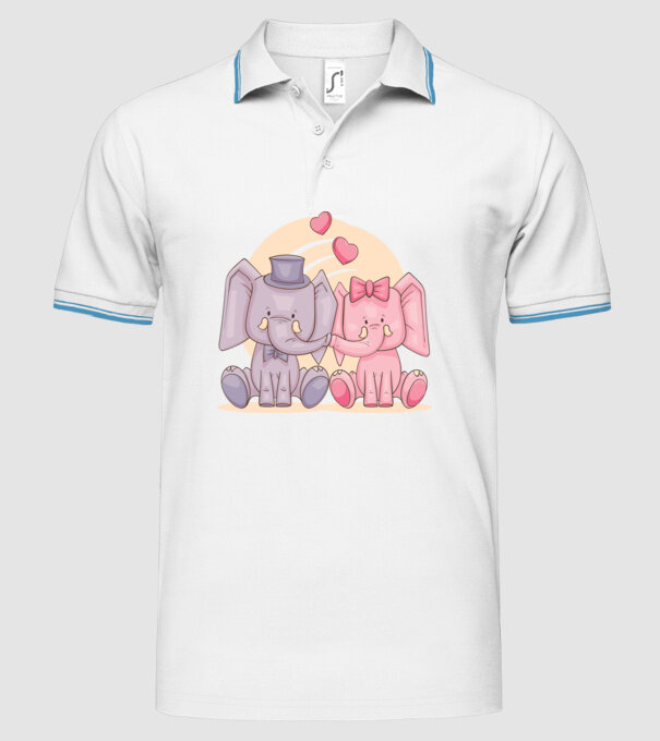 ELEFANȚI ÎNDRĂGOSTIȚI model alb pe tricou