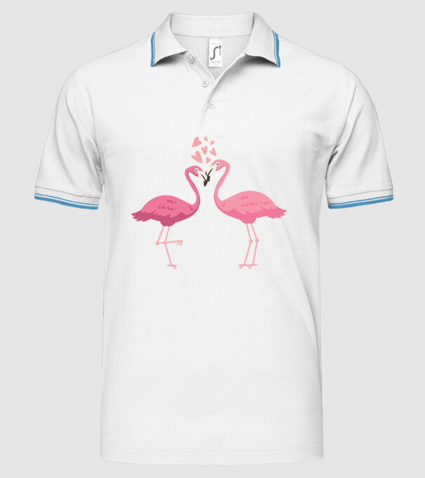 FLAMINGO ÎNDRĂGOSTIȚI model alb pe tricou