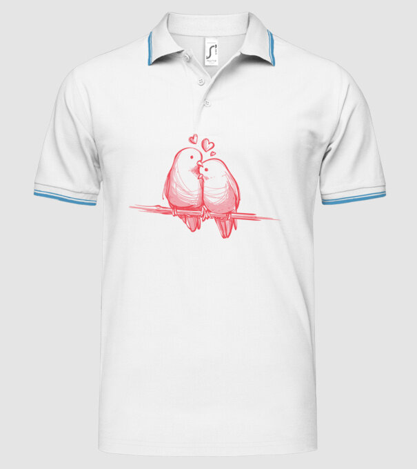 Păsări îndrăgostite model alb pe tricou