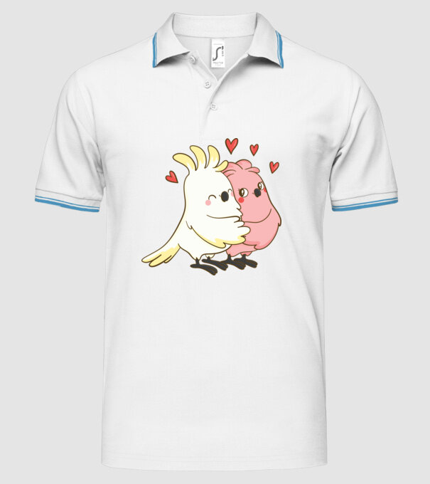 PAPAGALI ÎNDRĂGOSTIȚI model alb pe tricou