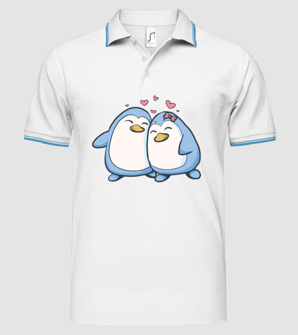 PINGUIN ÎNDRĂGOSTIT model alb pe tricou