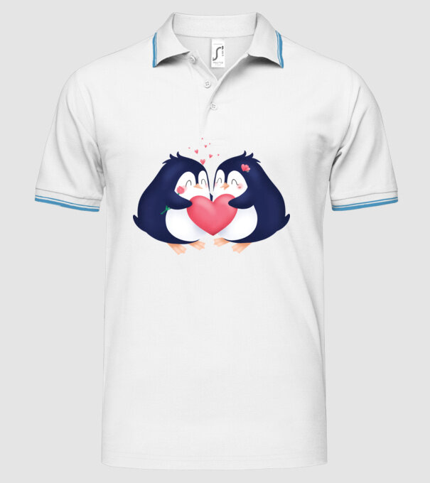 PINGUIN ÎNDRĂGOSTIT model alb pe tricou