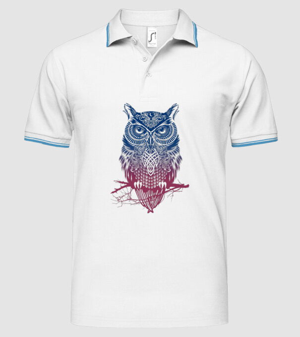 Bufniță colorată model alb pe tricou