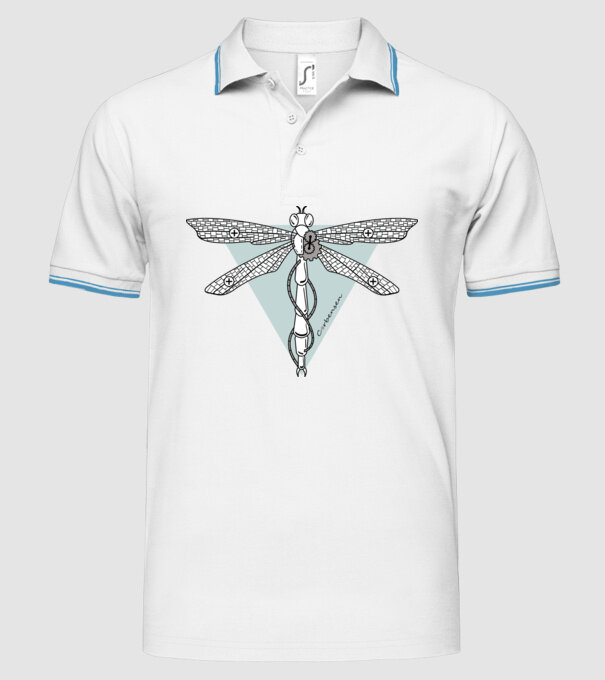 Libelulă model alb pe tricou