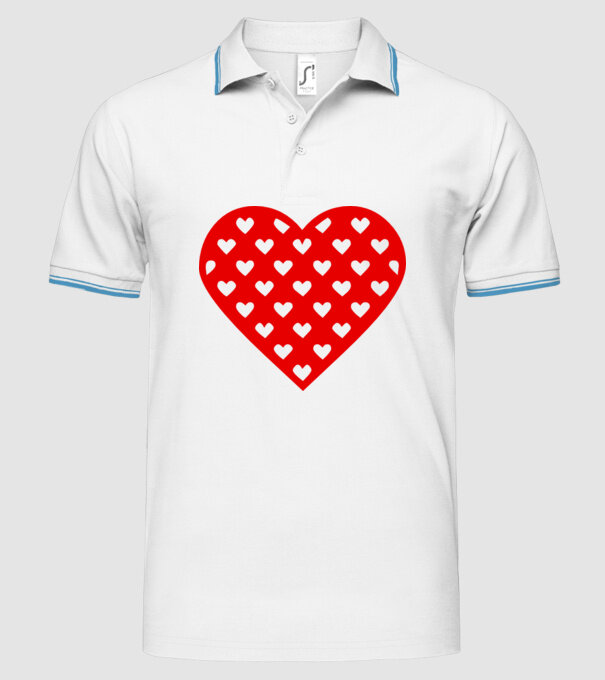 Inimă în inimă model alb pe tricou