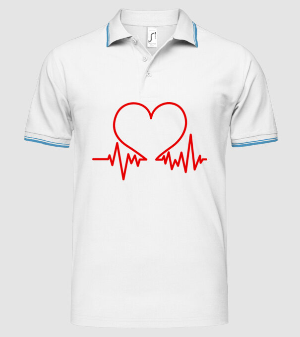 ECG inimă model alb pe tricou