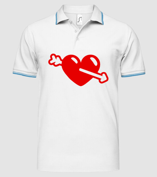 inimă cu săgeată model alb pe tricou