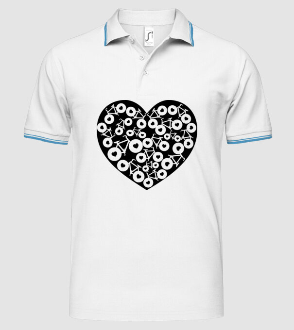 Inima bicicleta model alb pe tricou