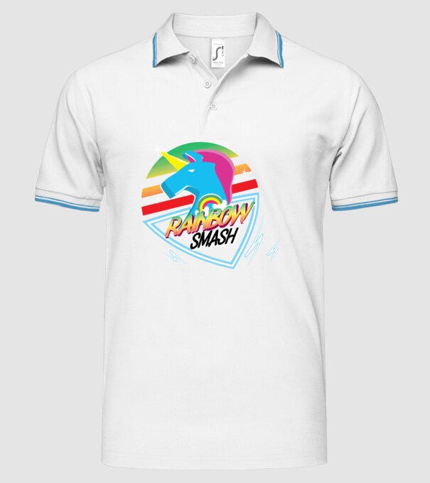 Curcubeu unicorn model alb pe tricou