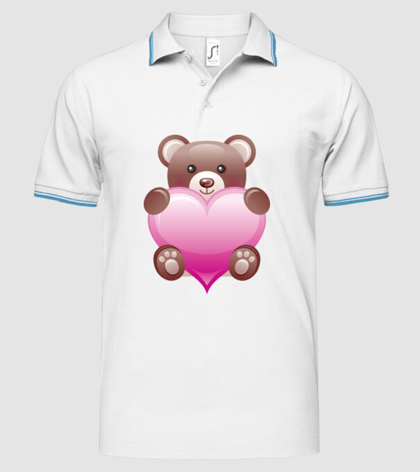 Ursuleț inimos model alb pe tricou