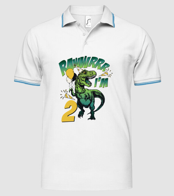 'Birthday Dinosaur rawww i''m 2' model alb pe tricou