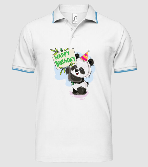 Zi de naștere panda model alb pe tricou