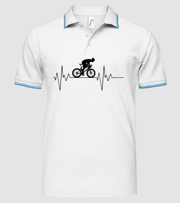 Biker Heartbeat model alb pe tricou