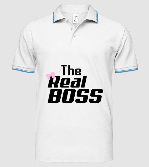 The real boss model alb pe tricou