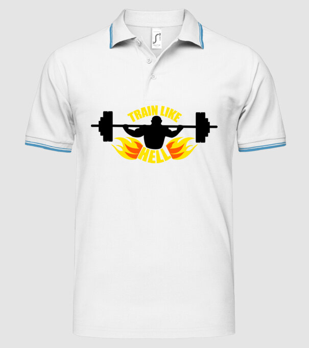 Train like hell model alb pe tricou