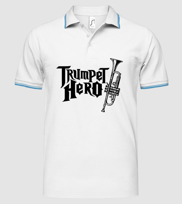 Trumpet Hero model alb pe tricou