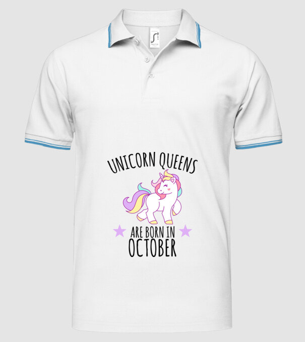 Unicorn queens are born in - October model alb pe tricou