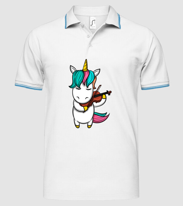 Unicorn Violin model alb pe tricou