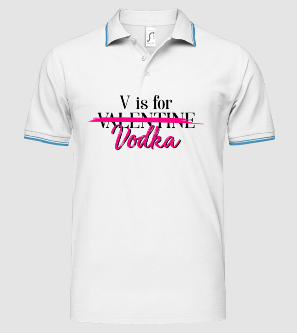 V for Vodka model alb pe tricou