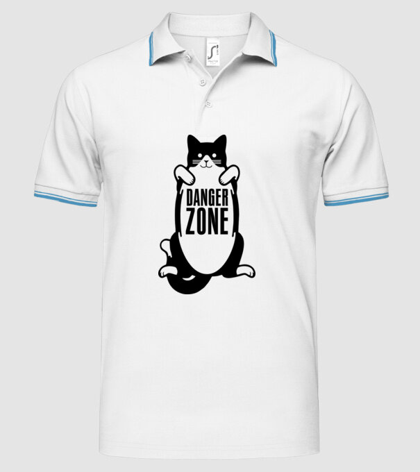 Zonă de pericol pisică model alb pe tricou