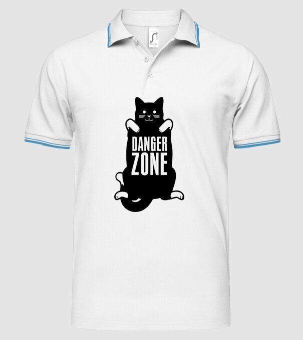 Zonă de pericol pisică model alb pe tricou