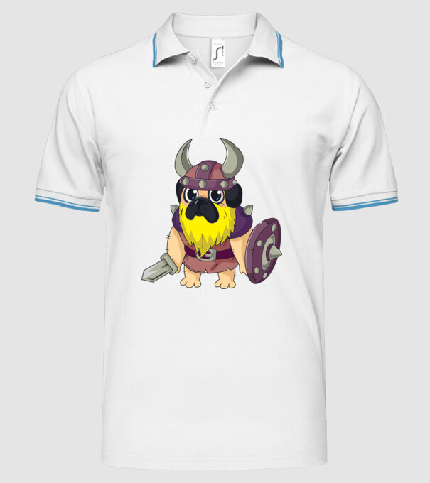 Mops Viking model alb pe tricou