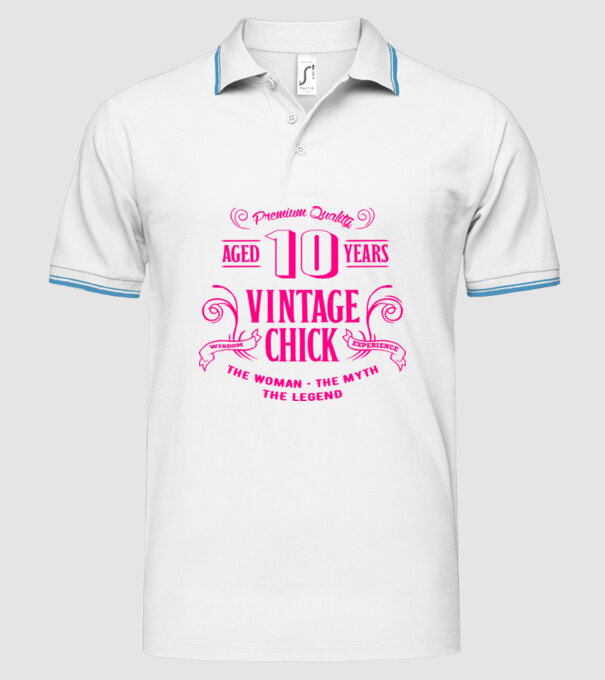 Vintage Chick - 10 model alb pe tricou