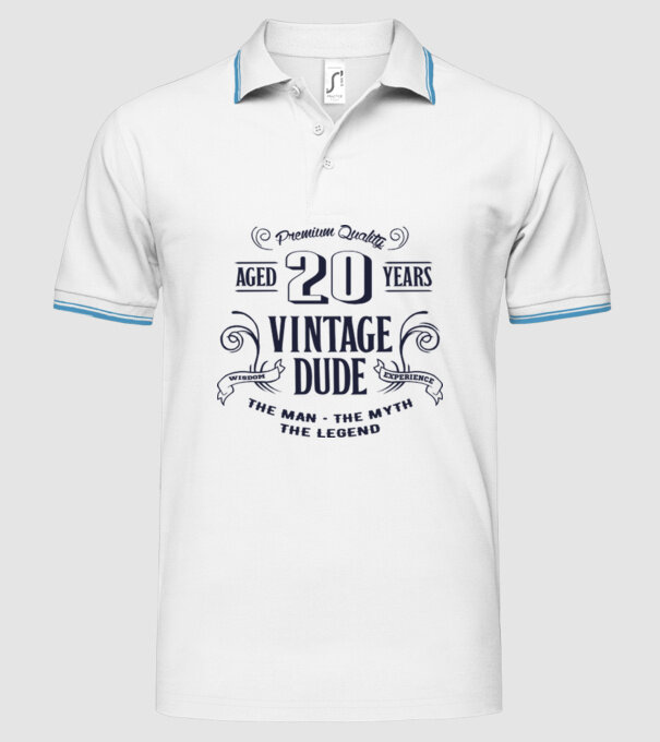 Vintage Dude - 20 model alb pe tricou