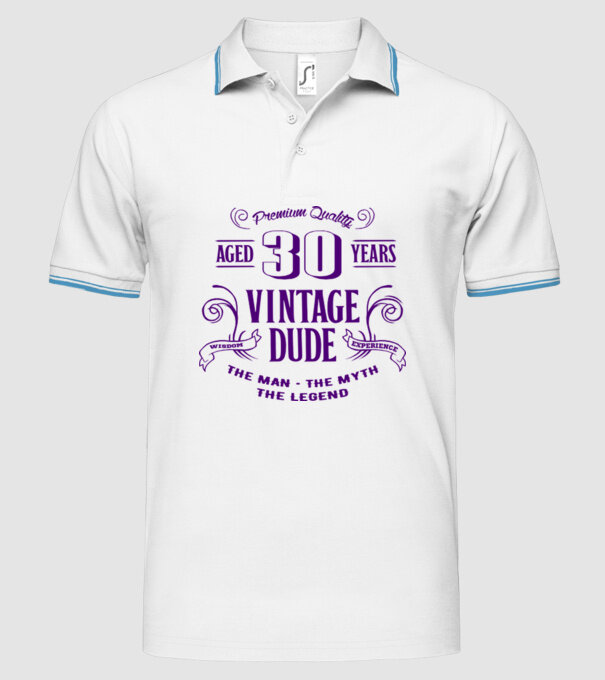 Vintage Dude - 30 model alb pe tricou
