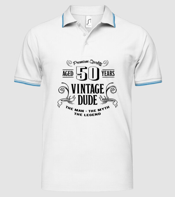 Vintage Dude - 50 model alb pe tricou
