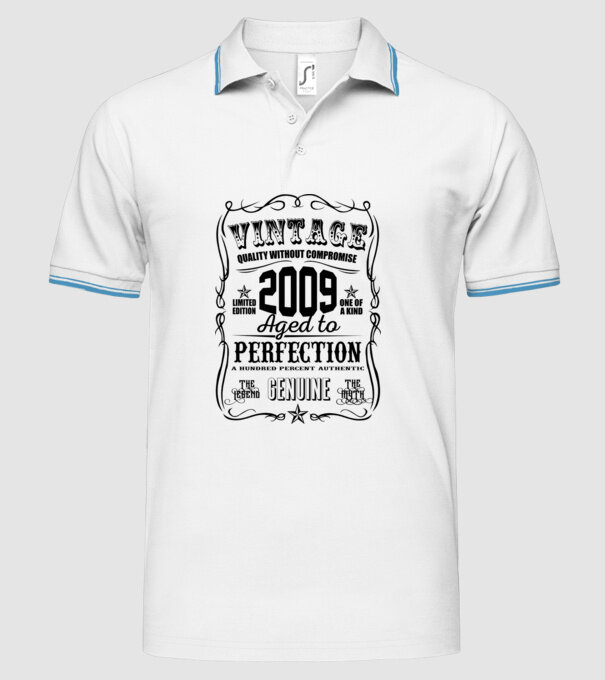 Vintage perfection 2009 model alb pe tricou