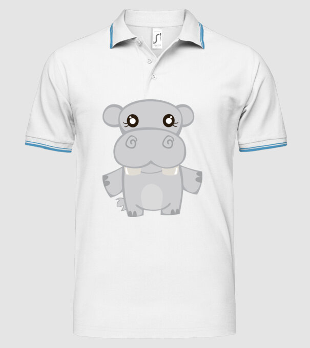 Hipopotam model alb pe tricou