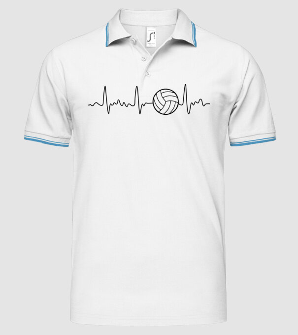 Volleyball heartbeat model alb pe tricou