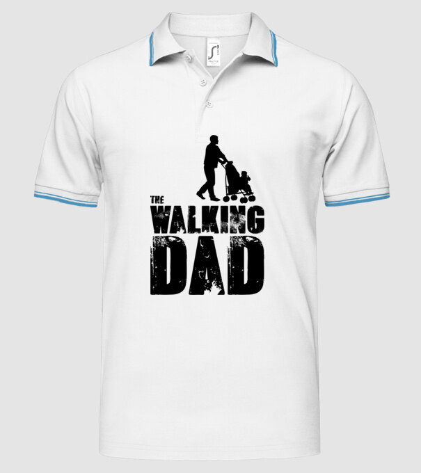 Walking dad model alb pe tricou