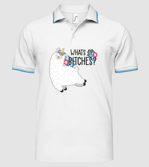 Whatsup bitches model alb pe tricou
