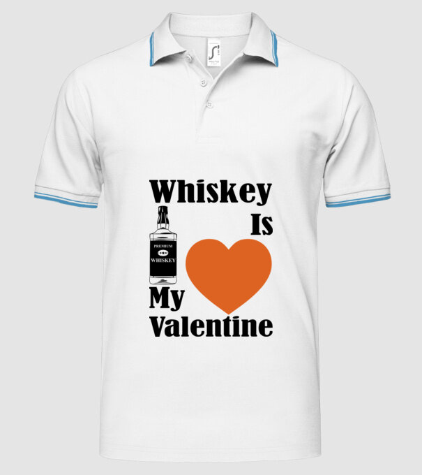 Whiskey Valentine model alb pe tricou