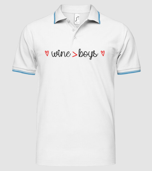 Wine and boys model alb pe tricou