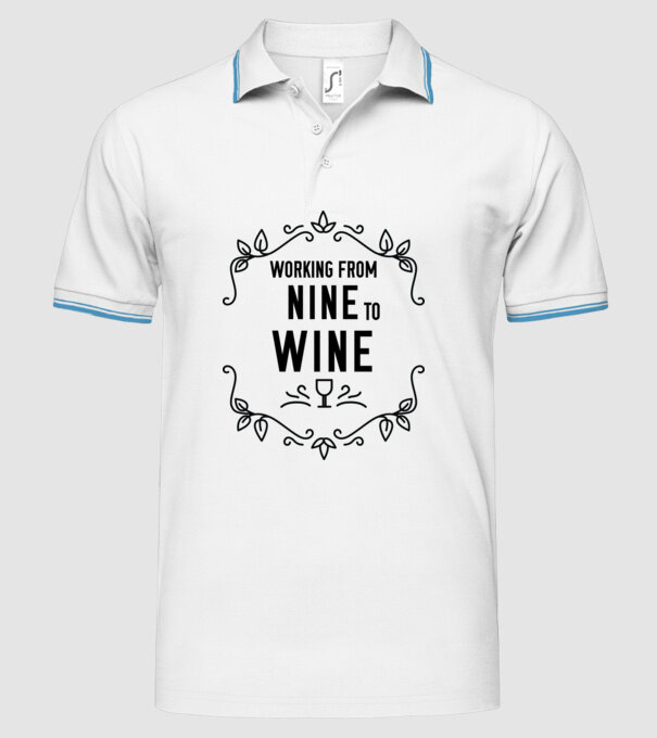 Wine tasting team Working from nine to wine model alb pe tricou