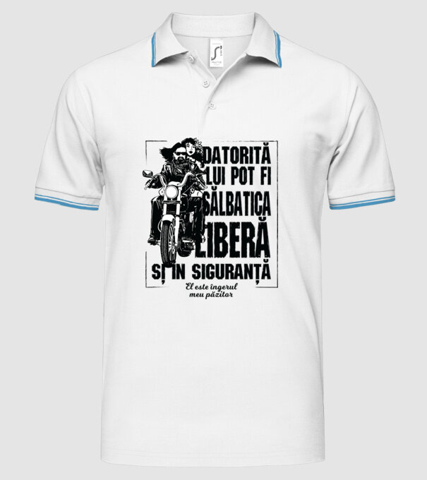 datorită lui pot fi sălbatică, liberă și în siguranță - el este îngerul meu păzitor model alb pe tricou