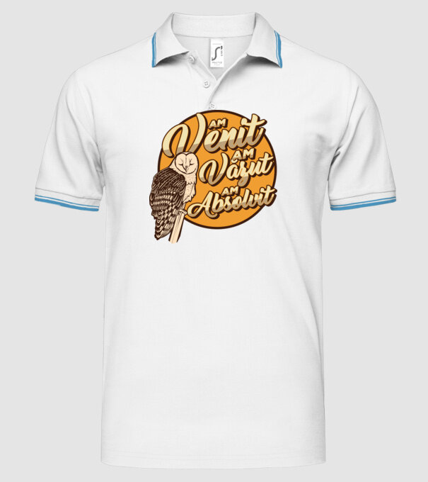 Absolvire model alb pe tricou