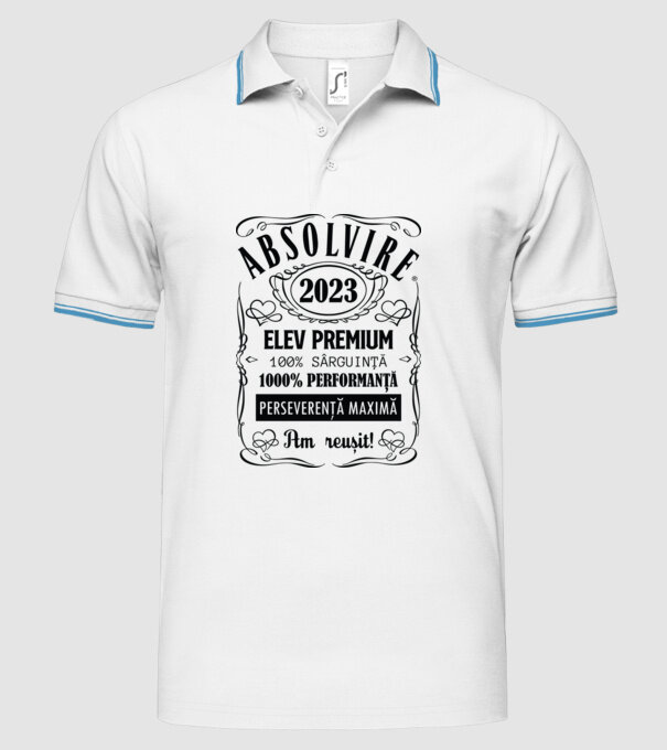 Absolvire Premium model alb pe tricou